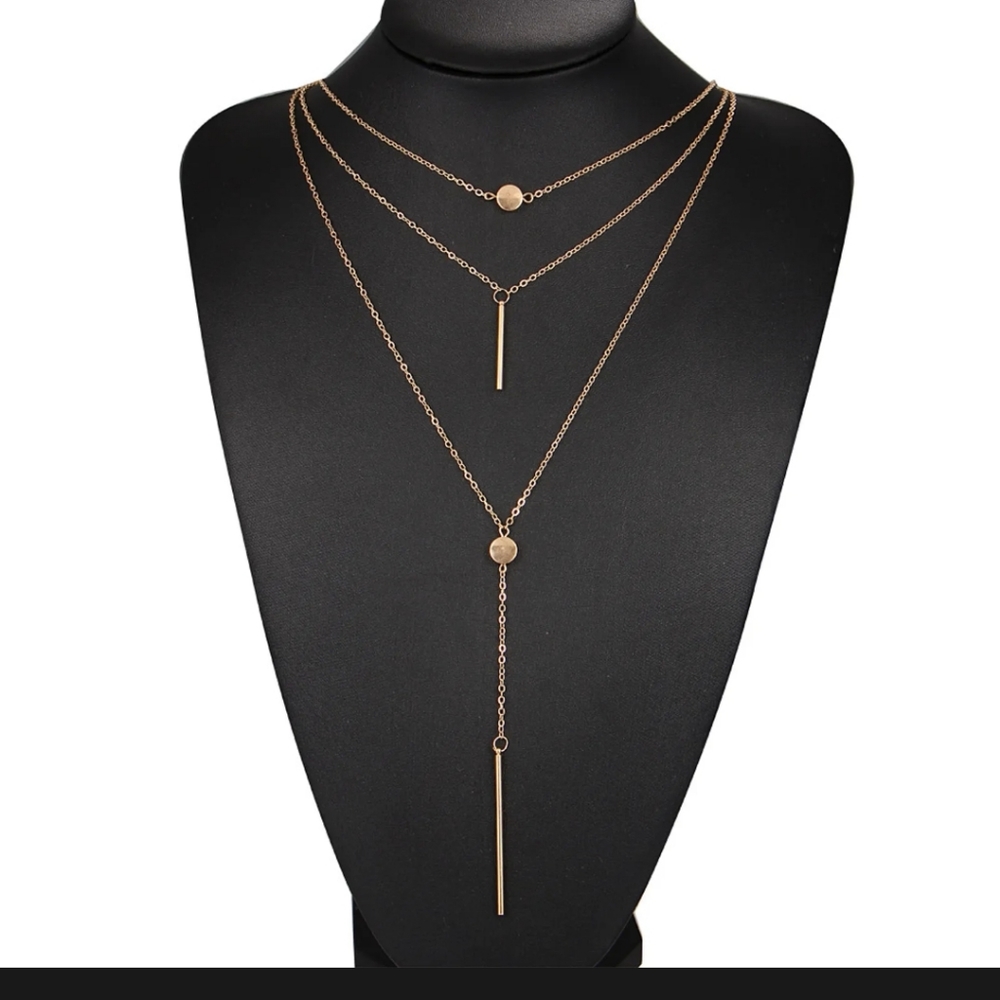 Gold Layered Necklace, Cleavage Accent - Picture 2 of 6